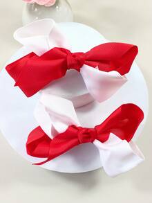 2 件/套女孩白色和蓝色蝴蝶结发夹，可爱简约甜美发饰，适合学生返校