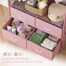 EnHomee Heavy Duty Tall Clothes Rack With Shelves, Hanging Hanger With 4 Drawers, Freestanding Adjustable Wardrobe Closet For Bedroom, Living Room, Cloakroom, Pink - Hồng - Xem 3