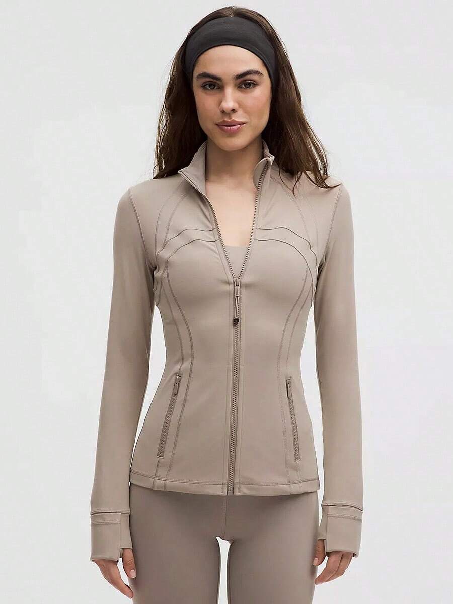 Define Jacket Nulu Women's Lightweight, Full Zip Running Track Jacket-For Yoga Gym Running-Sweat-Wicking-Yoga-All Seasons Sport-Spring/Summer-Autumn/Winter-Back To School - Warm Ash Grey - 查看 1