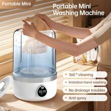 SOKANY Lavadora portátil de ropa interior, carga Tipo-C (batería de litio de 3600 mAh), pantalla digital LED inteligente. Luz azul de 360 grados que mata. Capacidad de 1.5L, modo de dos velocidades, frotado turbo bidireccional. Body compacto, fácil de almacenar. Adecuado para el hogar, hotel, dormitorio, viaje de negocios, viajes.