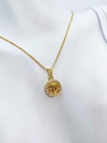 TREE OF LIFE NECKLACE, SIMPLE AND ELEGANT, ENCRUSTED WITH ZIRCONIA, PLATED IN 18K GOLD. - Gold - View 3