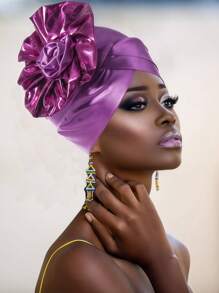 1pc Muslim Ladies Europe & America New Model Pearl Shimmering Gradient Turban Fashion Accessory Hat, Chemo Cap