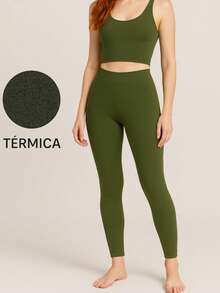 Premium Lined Thermal Leggings - Verde militar - Ver 1