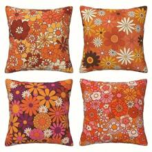 4 piezas de Fundas de almohada decorativa de estilo abstracto y bohemio, de una sola cara, adecuadas para el porche, terraza, sofá, sala de estar, exterior, sin relleno incluido