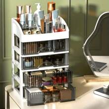 Transparente Kunststoff Mehretagenaufbewahrungsbox - Parfüm, Pflegeprodukte, Make-up Pinsel und Bad-Utensilien Desktop Aufbewahrungsbox, staubdicht Schminktisch und Schreibtisch Organizer, modernes ästhetisches Design, einfacher Stil, stabiles Material