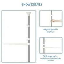 1个浴室转角置物架，高度可调节淋浴置物架（95-250厘米），带4个篮子和1个毛巾架，白色浴室收纳架，浴室装饰，生日装饰，新年礼物，情人节礼物（产品包装内附安装步骤） - 彩色 - 查看 9