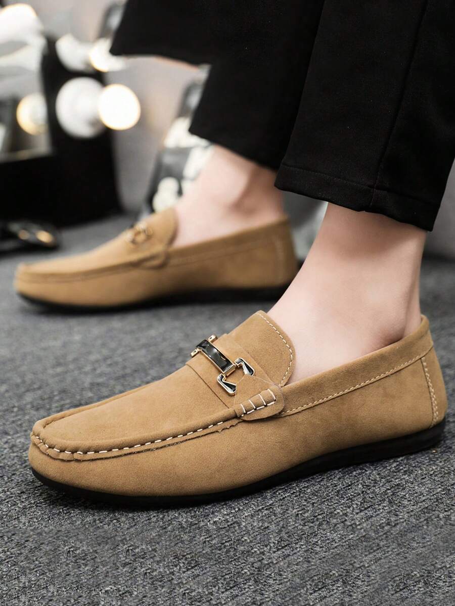 男士乐福鞋 新款休闲鞋 百搭软底莫卡辛鞋 一脚蹬渔夫鞋 宽松鞋 英伦风休闲船鞋 男鞋 黑色正装鞋 平底鞋（尺码偏小偏窄，建议选购大两码）