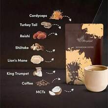 Mushroom Coffee USDA Organic With 6 Adaptogenic Mushrooms And MCT Oil, USA Grown Instant Coffee For Better Energy, Focus, Digestion, Immunity With Cordyceps, Lion's Mane, Turkey Tail, 30 Servings  1PCS - 1 CÁI - Xem 2