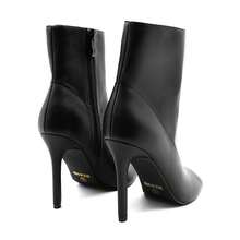 FRAN WILLOR Women's Four Seasons Open Toe High Heels Ankle Boots PU Leather Open Toe Sandals Boots Shoes (With Back Zipper) - màu đen - Xem 9