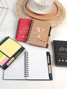 Cuaderno personalizado + Juego de bolígrafo, Juego de cuaderno y bolígrafo, Regalo para nuevo trabajo o maestro, Suministros de oficina, Regalo de papelería, Cuaderno de viaje, Para la familia - Juego de cuaderno y bolígrafo multicolor - Ver 8