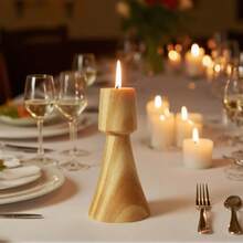 1pc Nordic Style Brown Wooden Candle Holder, High-End Home & Dining Table Candle Decor, Holiday Party, Gift For Friends & Lovers, Birthday Blessing - Multicolor - View 12