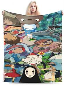 Studio Blanket Ghiblis Anime Flannel Blanket For Girls Boys Anime Gifts Throw Blanket Cozy Plush Flannel Fleece Print Blankets Double-Layer Blanket Lightweight Fuzzy For Bed Decor 50x40inch