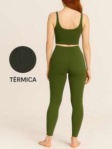 Premium Lined Thermal Leggings - Verde militar - Ver 2