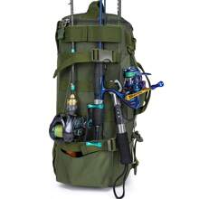 1 bolsa de pesca multifuncional de grande capacidade, bolsa de pesca Oxford azul à prova de respingos, mochila para vara de pesca, acesso rápido externo e equipamento de pesca, equipamento três em um para montanhismo, ciclismo e caminhada, pode ser carregada em um ombro, transversal ou na mão, simples e versátil, muito adequada para viagens diárias, acampamento, pesca e aventura, bolsa de montanhismo, Pesca Mare, presente masculino