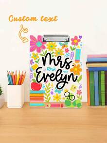 1pc Customized Text Teacher Clamp, Personalized Customize Name Acrylic File Board, Customized Bohemian Style Flower Teacher Clipboard, Hand-Painted Stationery Flower Pattern, Personalized Teacher Appreciation Gift, Year-End Gift, Teacher Supplies, Suitable For Teachers And Classrooms, Teacher's Day Gratitude Gift, Office Stationery Supplies, Graduation Gift - Multicolor - View 25