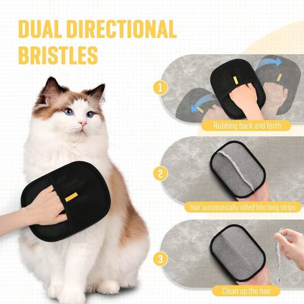 Reusable Pet Grooming Anti-Static Gloves, Double-Sided Pet Grooming Gloves, Remove Pet Hair On Carpet