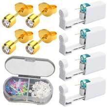 5pcs Ear Piercing Kit With Plastic Earrings For Ear Infection,Disposable Ear Piercing Gun Built-In Earrings Stud