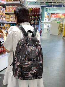 School Backpack, Students Bookbag, Campus Bag, College Style, Campus Bag, Back To School, Rucksack, Backpack For Middle/High School Girls, Indie Style, Aesthetically Design, Backpack For Female University Students - Multicolor - View 10