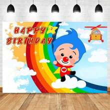 Fondos de dibujos animados Plim Mis primeros 1 año Decoración de fiesta de cumpleaños Nº 1 para niños Circo Globo Arcoíris Fondos de fotografía (estilos múltiples)