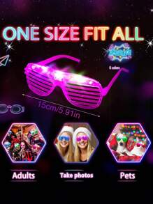 6/12pcs LED Light Up Glasses, Multi- Colors Shutter Shade Glow Glasses, Wireless Flashing Luminous Glasses, 3 Modes Flashing Light Party Glasses, Glow In The Dark Party Supplies, Party Gifts Birthday Party Gifts(Random Color)