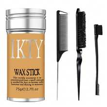 Hair Wax Stick For Wigs With Brushes Bed Head Stick Edge Control Slick Stick Hair Pomade Stick Non-Greasy Styling Wax 2.7 Fl Oz, Long Lasting, Temporary Hair Styling Product For Edge Frizz Hair - 黑色 - 查看 1