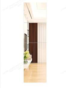 4pcs Adhesive Dorm Makeup Mirror, High Definition Frameless Splicing Wall Mounted 2mm Acrylic Mirror Tiles, Suitable For Bedroom, Bathroom, Dorm, 20*20cm - Multicolor - View 6