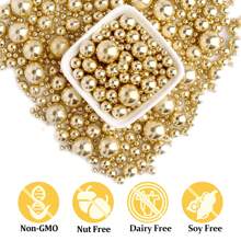 حبيبات لؤلؤية ذهبية سكرية للتزيين على الكيك - كرات سكرية لتزيين الكب كيك والآيس كريم وتزيين الكيك