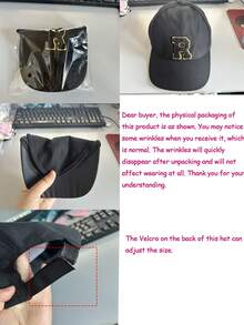 1pc A-Z Letter Kids Baseball Cap, Solid Color Boys Girls Baby Sun Hat, Adjustable Toddler Hip Hop Cap - Black - View 10