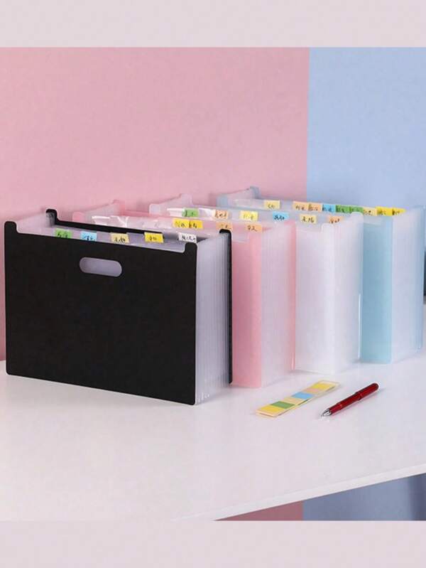 Large-Capacity 13-Grid Organ Bag Portable Folding Folder, A4 Letter Size, Horizontal Portable File Organizer, Expandable Plastic File Box, Multi-Purpose School Supplies Folder, Office File Storage Artifact, Efficient Desktop Data Management.