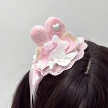 1pc Bowknot Bohemian Polyester Lolita Lace Headband, Versatile Lolita Lace Headband, Sweet Headband Accessory; 5pcs Japanese School Girl/Magical Girl Sakura Xie'Anran Style Hair Clips; 1 Pair Handmade Cute Japanese Angel Wings Hair Clips, Crystal Bowknot Decor Hair Clips - Bow Headdress - View 3