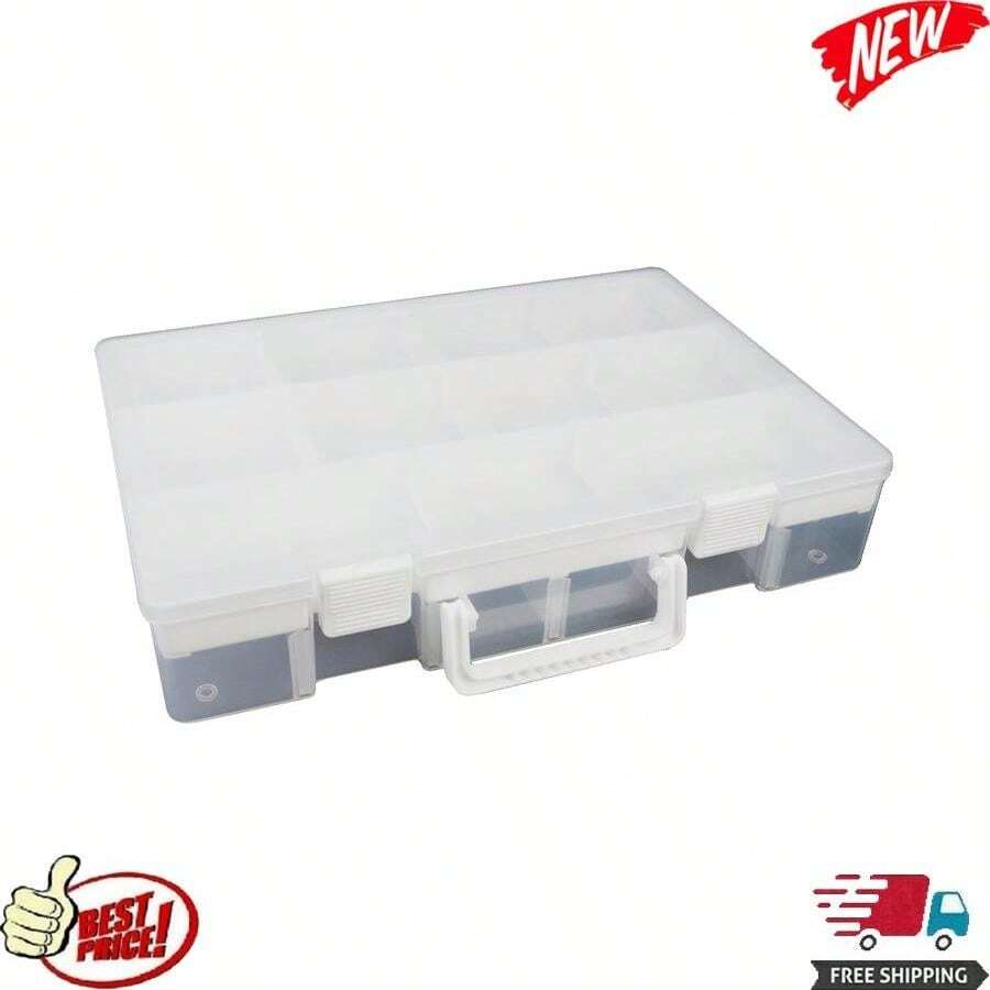 Craft And Hobby Storage Box 30 Compartments Plastic Organizer Gray And Clear Tray Multi-Purpose Durable Construction Beads Sewing Supplies Tackle Tools Clutter-Free