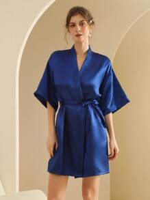 Women's Silk Nightgown Wedding Dressing Robe Lightweight Cardigan Robe Bridal Morning Robe Friend's Robe, Suitable For Home And Hotel Wear.