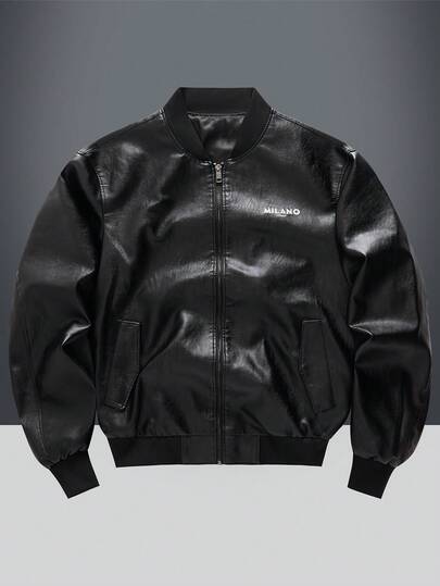 Chaqueta para hombre, chaqueta bomber de motocicleta, chaqueta casual de primavera y otoño delgada con cuello de béisbol, bordado con estampado de letras