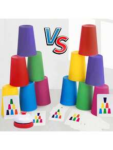 The Colorful Multi-Color Stacking Cup Set Features A Fun And Practical Style, Smooth And Burr-Free Material, And A Combination Of Multi-Color Stacking Cup Shapes. The Details Are Adapted To The Quick Stacking Operation (Helping To Improve Thinking And Reaction). It Combines Children's Intelligence Development, Logical Thinking Training - Multicolor - View 6