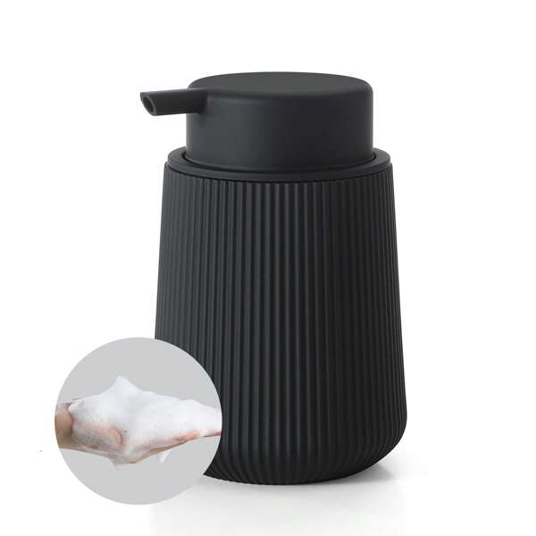 1 pieza Dispensador de jabón de espuma con rayas de color negro mate, para baños y encimeras de cocina