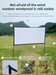 GAINVANE Outdoor Canopy Pole Projection Screen Simple Projector Screen Vertical Pole+Ground Nail+Wind Rope Suitable For Outdoor Camping, Team Building, Gatherings, Easy To Carry - White - View 4