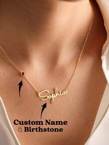 Personalized Name Necklace With Birthstone, Silver Birthstone Name Necklace, Customized Name Necklace, Personalized Gift, Gift For Mom - Multicolor - View 1