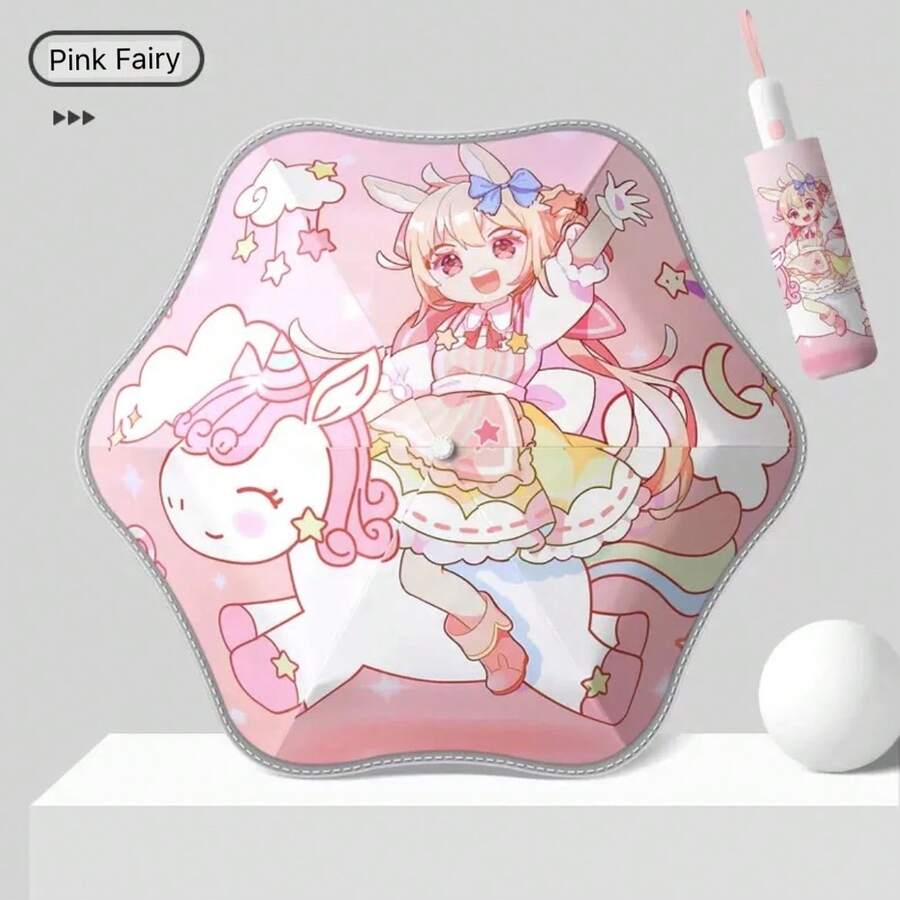 1 件儿童伸缩自动雨伞 - 圆角设计，分段收纳防反弹类型，加固伞架，自动开合 - 适合在校男孩和女孩（全天候防护）