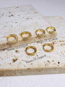 3 Cặp Hoa tai vòng tròn cổ điển CZ có thể xếp chồng lên nhau dành cho nữ, mạ vàng 14K không gây dị ứng đơn giản, hoa tai xoắn bằng Zirconia, sụn cho nhiều khuyên tai trang sức cho nữ - 3 đôi bông tai tròn - Xem 4