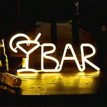 1 pezzo Luce a LED a forma di lettera "Bar", lampada alfabeto a luce bianca calda, combinazione di parole DIY BAR adatta per bar, taverna, festa, compleanno, campeggio, zona pranzo, corridoio, dormitorio, camera da letto, spuntino notturno, ristorante e scene di festa, decorazione per San Valentino, Festa della Mamma, Ognissanti, Natale e altre vacanze - funzionamento a batteria (batterie non incluse)