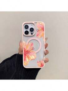 Magnetic Flower Design Phone Case Compatible With Apple 16 ProMax, Magnetic Charging 14 Pro Lens Protection Soft Silicone Transparent Minimalist Shock-Proof Case Compatible With Samsung Galaxy A15/A16/A35/A54/A55/A56/S22/S22 PLUS/S22 ULTRA/S23/S23 FE/S23 PLUS/S23 ULTRA/S24/S24 FE/S24 PLUS/S25 PLUS/S24 ULTRA/S25 EDGE/S25 ULTRA Waterproof Anti-Fall Scratch Resistant