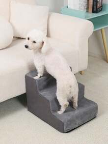 1 pieza Escaleras portátiles antideslizantes para perros pequeños, sofá, cama, adecuadas para mascotas ancianas, peldaños de espuma desmontables y lavables - Gris - Ver 9