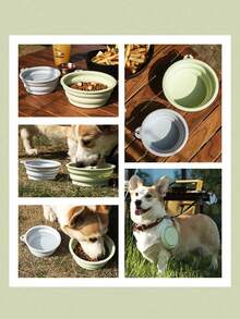 2个可折叠狗碗，宠物可折叠碗，可折叠狗碗，可折叠硅胶狗碗，狗旅行碗，硅胶可折叠狗碗，狗碗 - 彩色 - 查看 4