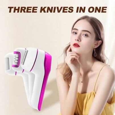 1pc USB Rechargeable 3-In-1 Electric Epilator, Callus Remover, Intimate Shaver For Women