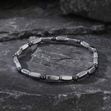 Bracciale da uomo in acciaio dal colore cilindrico, design con perline tonde da 3mm, realizzato con accuratamente selezionato agata nera, con una sensazione di forte e durevole