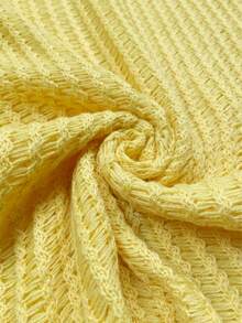 女式黄色小鸡休闲简约优雅清爽海滩度假性感镂空透视长袖罩衫和短裙，春夏 - 黃色 - 查看 9