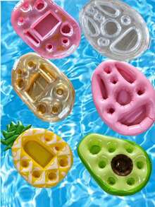 1 pieza Posavasos inflable, Soporte inflable para bebidas con diseño de piña, Hecho de material de PVC, Para fiestas de piscina en verano, Piscina, Cubo de hielo inflable - Multicolor - Ver 2