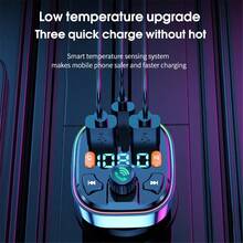 Transmisor FM Bluetooth Q5, Reproductor de audio manos libres inalámbrico con carga rápida USB Tipo-C dual, Accesorios para automóvil