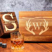 Customized Whiskey Glass Set With Wooden Box, Whiskey Stone Set, Groomsmen Gift, Best Man Gift, Anniversary Gift For Him, Wedding Housewarming Gift Set, Personalized Gift, Man Cave Essentials - Multicolor - View 7