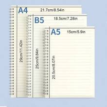 1pc 80 Sheets A5/B5/A4 Coil Notebook, Extra Thick Student Notepad, Minimalist Large Lined Notebook, Portable Writing Diary - Clear - View 2